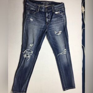 American Eagle Outfitters Women's Distressed Blue Skinny Jeans